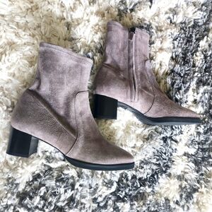 NEW Pas De Rouge Gray Suede Ankle Boots Women's 38.5